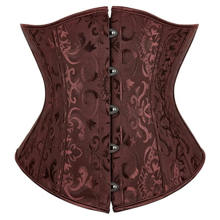 Women s Waist Training Corsets Steel Boned Hourglass Steel Bone Underbust Mesh Corset Steampunk Lace Up Body Shaper Gothic Plus Size Lingerie