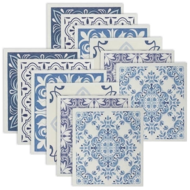 Hvxrjkn 12 Paños de Cocina Suecos Reutilizables Paños de Cocina Absorbentes Paños de Esponja de Celulosa Suave Lavables 7,7 x 6,7 Pulgadas Trapo de Cocina para Lavar Platos