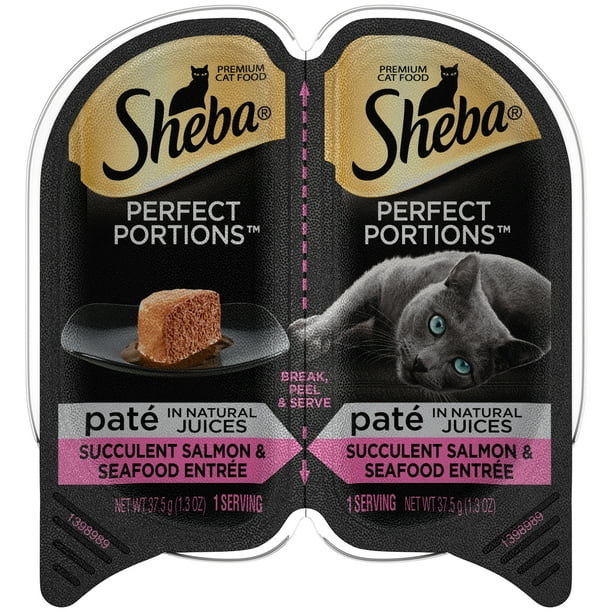(24 pack) Sheba Perfect Portions Pate in Natural Juices Succulent Salmon & Seafood Entree Wet ...