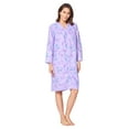 thumbnail image 3 of Casual Nights Women's Floral Snap Front Flannel Duster Long Sleeve Lounger Dress, 3 of 5