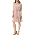 thumbnail image 2 of Allegra K Women's Solid Sleeveless V Neck Summer Midi Button Front Tie Waist Midi Dress, 2 of 6