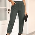 thumbnail image 2 of Corduroy Casual Pants for Women 2024 Vintage Solid High Waisted Trousers with Pockets Straight Leg Comfy Lounge Pants Fall, 2 of 7