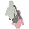 thumbnail image 3 of Hanes Baby 3-Pack L/S Hooded Bodysuits - pink, 0 - 6 months (Newborn), 3 of 3