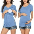 thumbnail image 4 of ZTTD Women's Maternity Short Sleeve Side Button Crew Neck Solid Color Nursing Tops T Shirt for Breastfeeding Blouse - 3 Pcs, Sizes S-2XL, 4 of 8