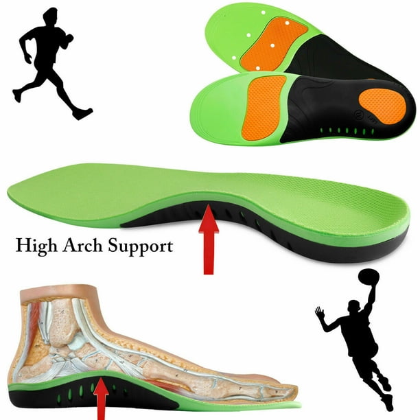 1 Pair Orthotic Shoe Insoles Inserts Flat Feet High Arch Support for Plantar Fasciitis(Green/M