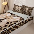 thumbnail image 3 of Homewish Chic Leopard Print Zipper Twin Comforter Sets with Fitted Sheet and 2 Pillowcases,Light Brown Bowknot Print Zipper Bedding Set For Bow Lovers,Lightgray Reversible,4-Piece, 3 of 7