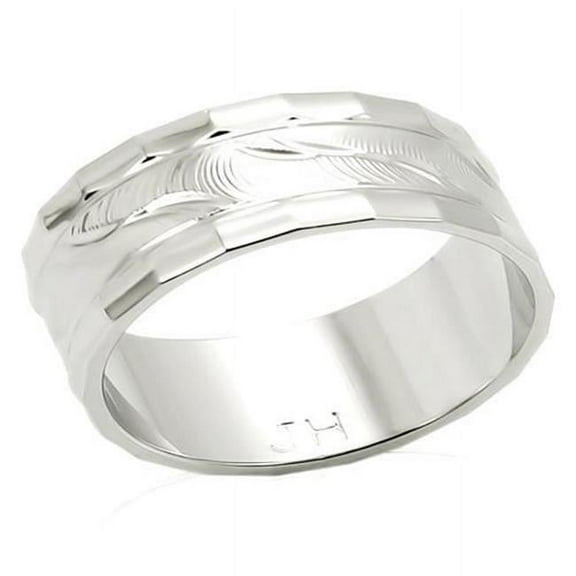 Alamode LO982-8 Unisex Imitation Rhodium Brass Ring with No Stone in No Stone - Size 8