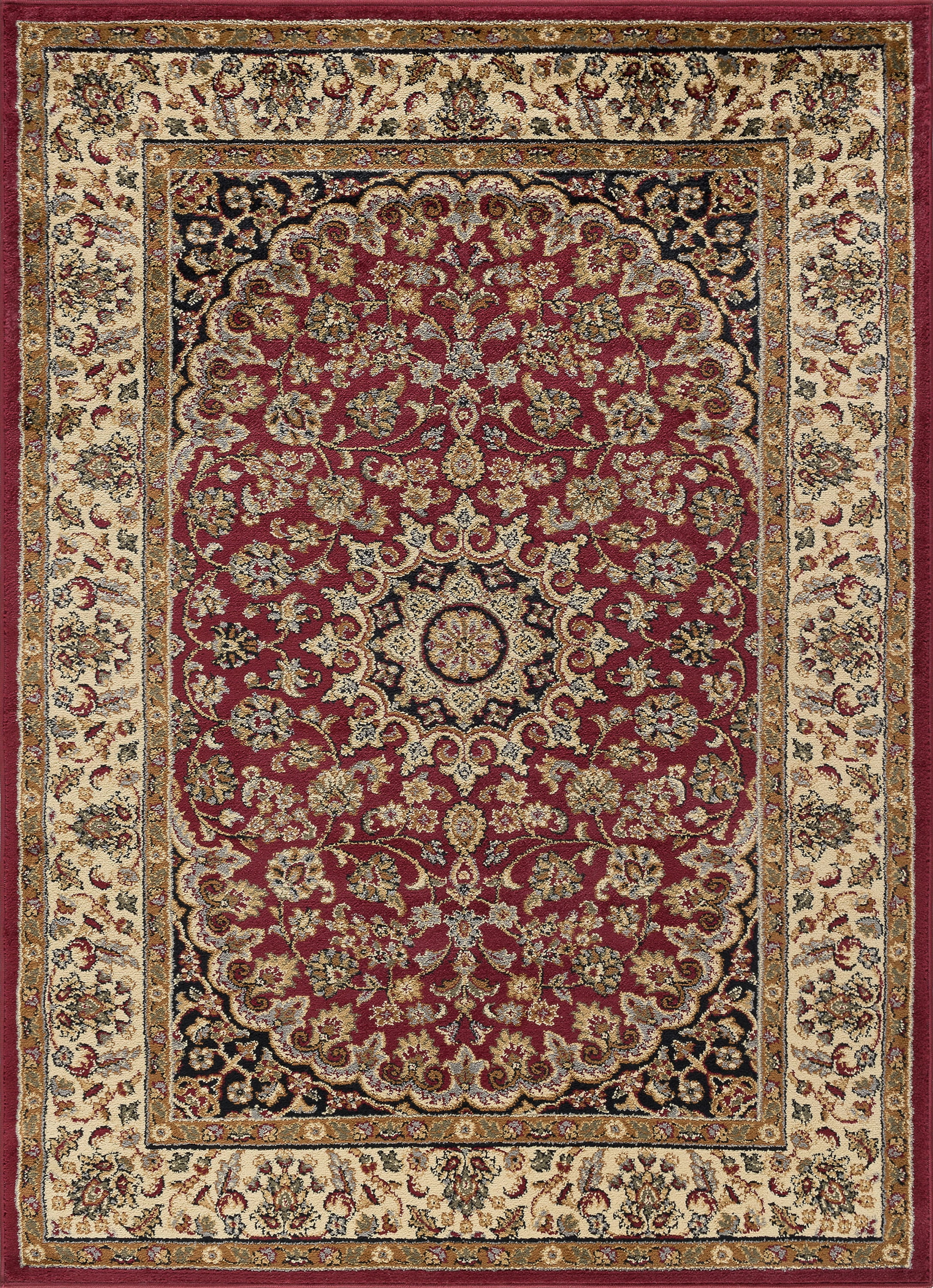 Transitional 9x13 Area Rug (8'9'' x 12'3'') Oriental Red, Beige Living Room Easy to Clean