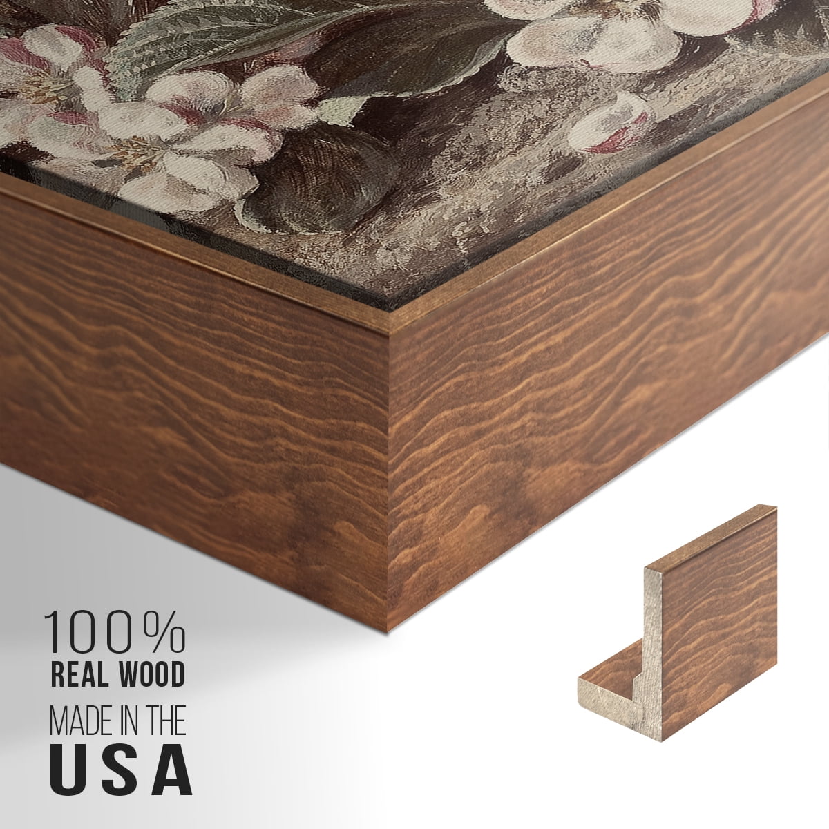 Vintage Botanical Print-LI By Wexford Home Framed in Walnut Wood Gallery Wrapped Canvas 27 in. x 41 in.