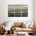 thumbnail image 2 of Elephant Stock Parallel Lines At Midnight Wall Art - Horizontal Multi Panel Canvas - Living Room Wall Decor - Abstract Multi Panel - Gray And Gold Decor By Allie Corbin - 57" x 36", 2 of 8