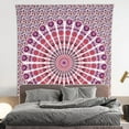 thumbnail image 2 of Bless International Indian hippie Bohemian Psychedelic Golden Blue Peacock Mandala Wall hanging Bedding Tapestry (Pink Blue, King (88x104Inches)(225x265Cms)), 2 of 4
