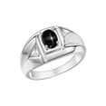 thumbnail image 3 of Rylos  Sterling Silver Classic 6X4MM Oval Black Star Sapphire & Sparkling Diamond Ring - Birthstone Jewelry for Men -Size 10, 3 of 7