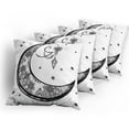 thumbnail image 5 of Ambesonne Paisley Throw Pillow Cover 4 Pack, Floral Moon, 18", Black and White, 5 of 7
