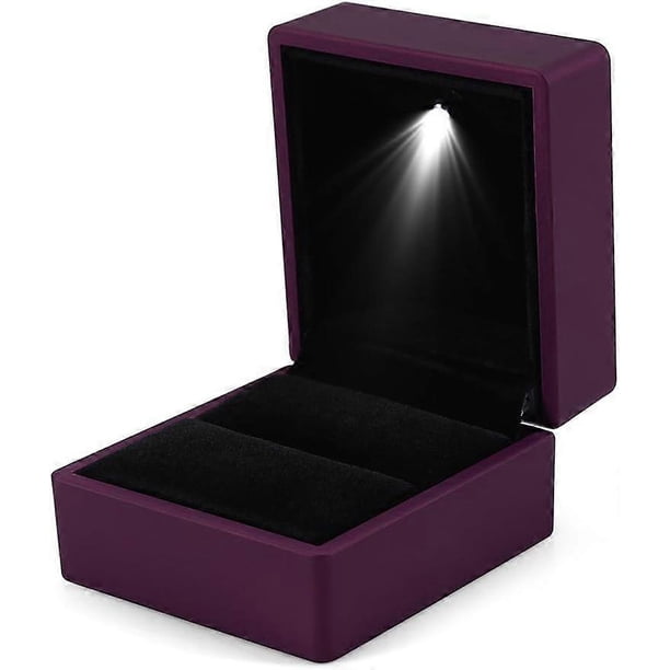 Colexy Caja De Regalo Para Pulseras Con Luz LED, Caja De Terciopelo Para Joyas, Estuche De Almacenamiento De Joyería Para Colgante/Pulsera/Collar, Para Bodas Compromisos Valentín, 10 * 10 * 5cm, Rojo