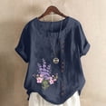 thumbnail image 2 of IROINNID Women Summer Graphic Print Versatile Regular Button Round Neck Comfy Short Sleeve Women Short Sleeves Top Under 10$, 2 of 5