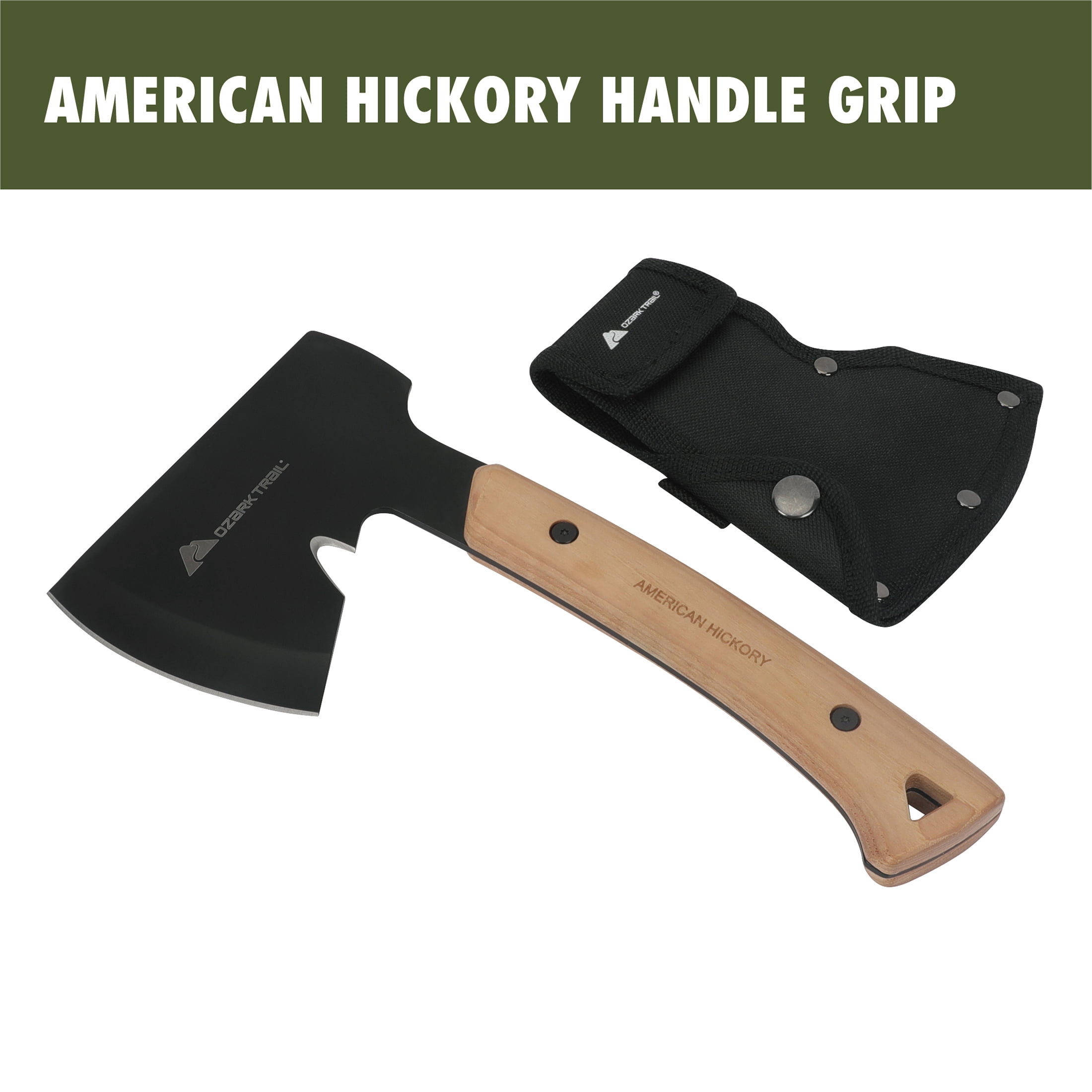 Ozark Trail 10.5" Camping Hatchet Axe with Wooden Handle and Sheath
