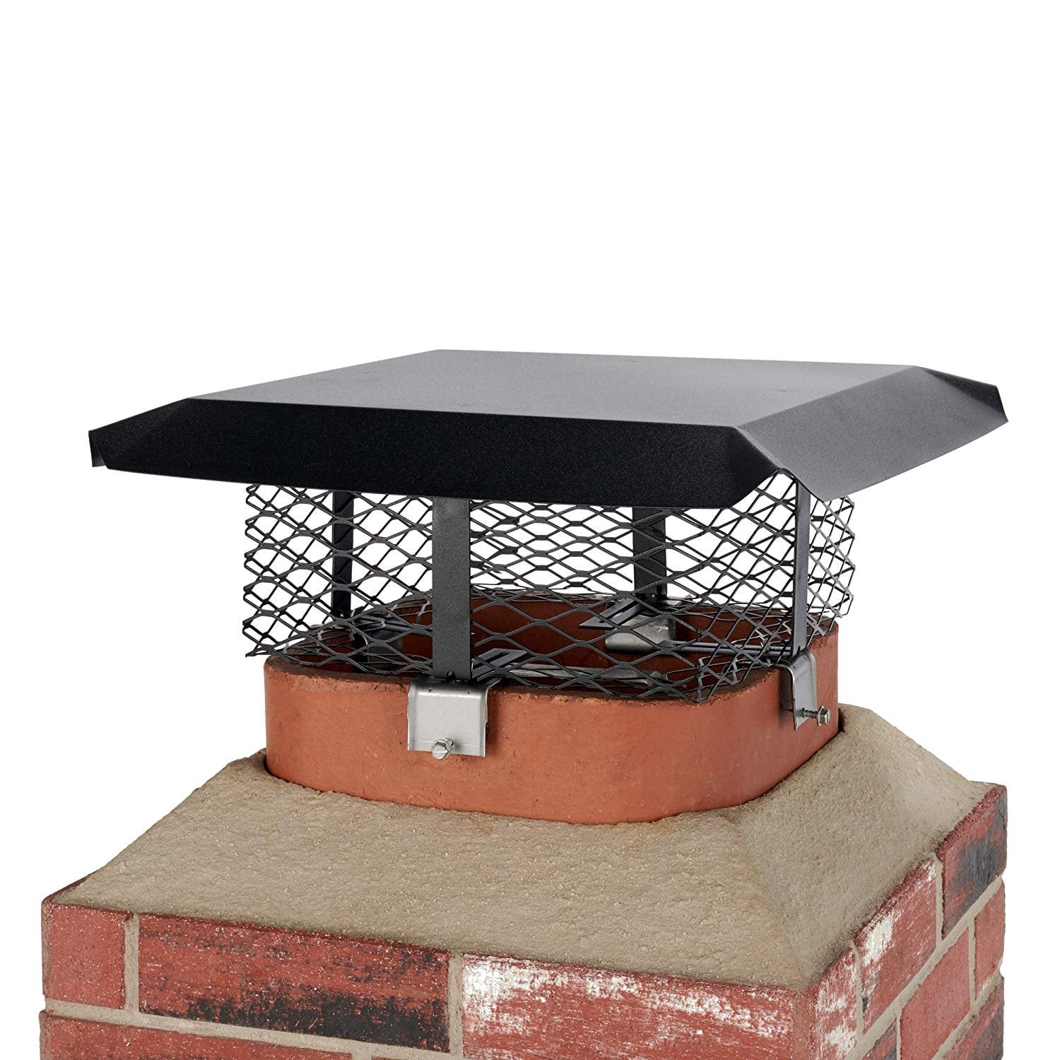 HY-C SCADJ-L Shelter Adjustable Clamp On Single Chimney Cover, Fits Outside  Various Sizes of Existing Clay Flue Tile, Large, Black Galvanized Steel -  Walmart.com
