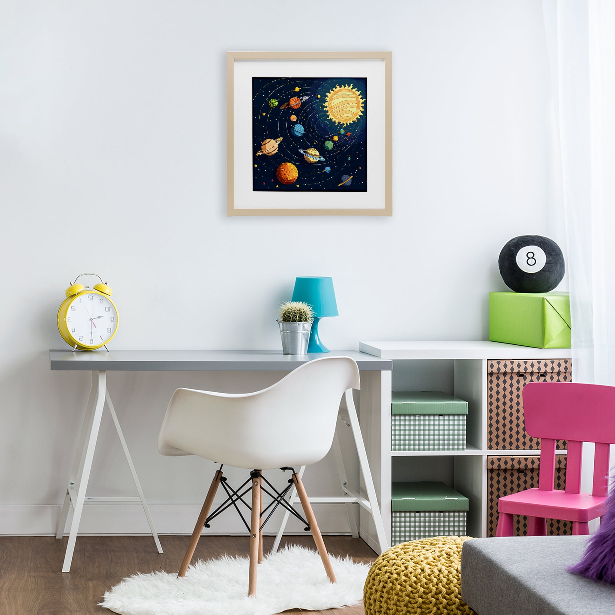 Stupell Industries Planets Around The Sun Birch Framed Print Under Glass, design by Creative Studio