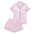 thumbnail image 4 of LIIPEE Women Sleepwear Satin Pajamas Button Up Silk With Notch Collar 2PCS Set Lovely Homewear, 4 of 6