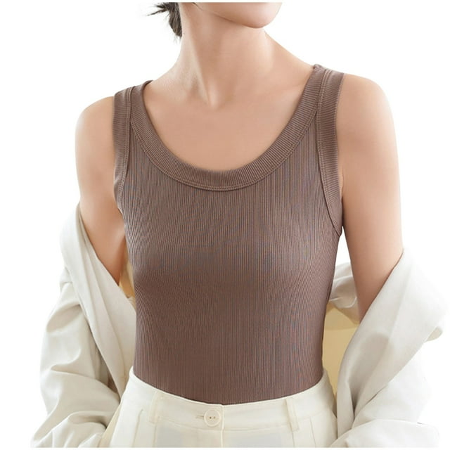Timegard Womens Tank Top Ribbed Round Neck Sleeveless Top Fitting Comfy Going out Top Casual Summer