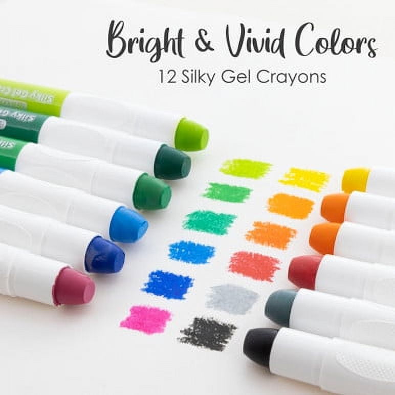 BAZIC Jumbo Silky Gel Crayons 12 Color, Washable Blendable Watercolor Crayon (12/Pack), 2-Packs