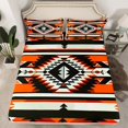 thumbnail image 2 of Homewish Southwestern Aztec Geometric Twin Sheet Sets,Rustic Boho Rhombus Twin Fitted Sheet,Orange Black Flat Sheet For Adult,Ultra Soft Home Decor,3pcs, 2 of 7