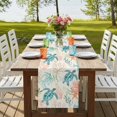 thumbnail image 4 of Table Runners 108 Inches Long Dress Scarves, Teal Red Coastal Farmhouse Coffee/Dining/Kitchen Table Runner for Living Room, Retro Beach Nautical Sea Turtle Coral 13x108 Inch, 4 of 9