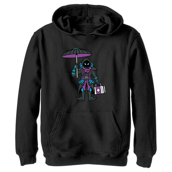 Boy's Fortnite Raven Float On Pull Over Hoodie Black Large