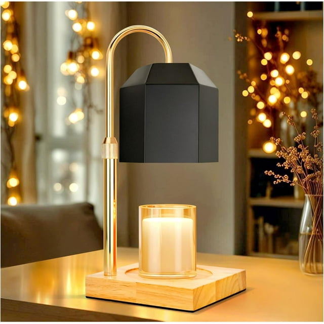 Candle Warmer Lamp,Electric Candle Warmer with Timer,Dimmable Candle Warmer,Adjustable Height Candle Warmer Lamp, Compatible with Small and Large Candles, Aromatic Candle Warmer for Home Decor,Black