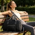 thumbnail image 5 of CSStudio Lightweight Foldable Gym Duffle Bag with Separate Shoe Compartment Water Bottle Pocket Detachable Strap for Travel Sports Weekend Trip, 5 of 7