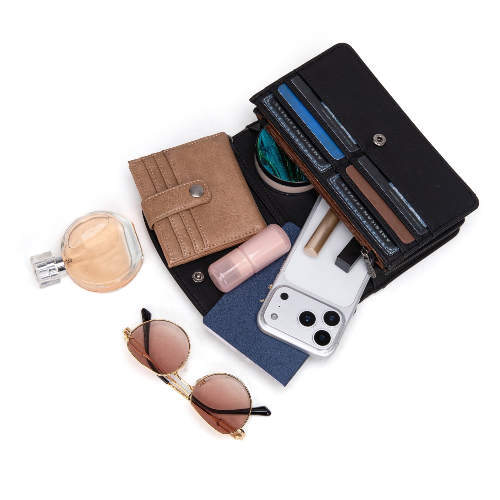 Wrangler Crossbody Bag for Women Small Wallet Purse RFID Blocking Clutch Phone Purse, Black