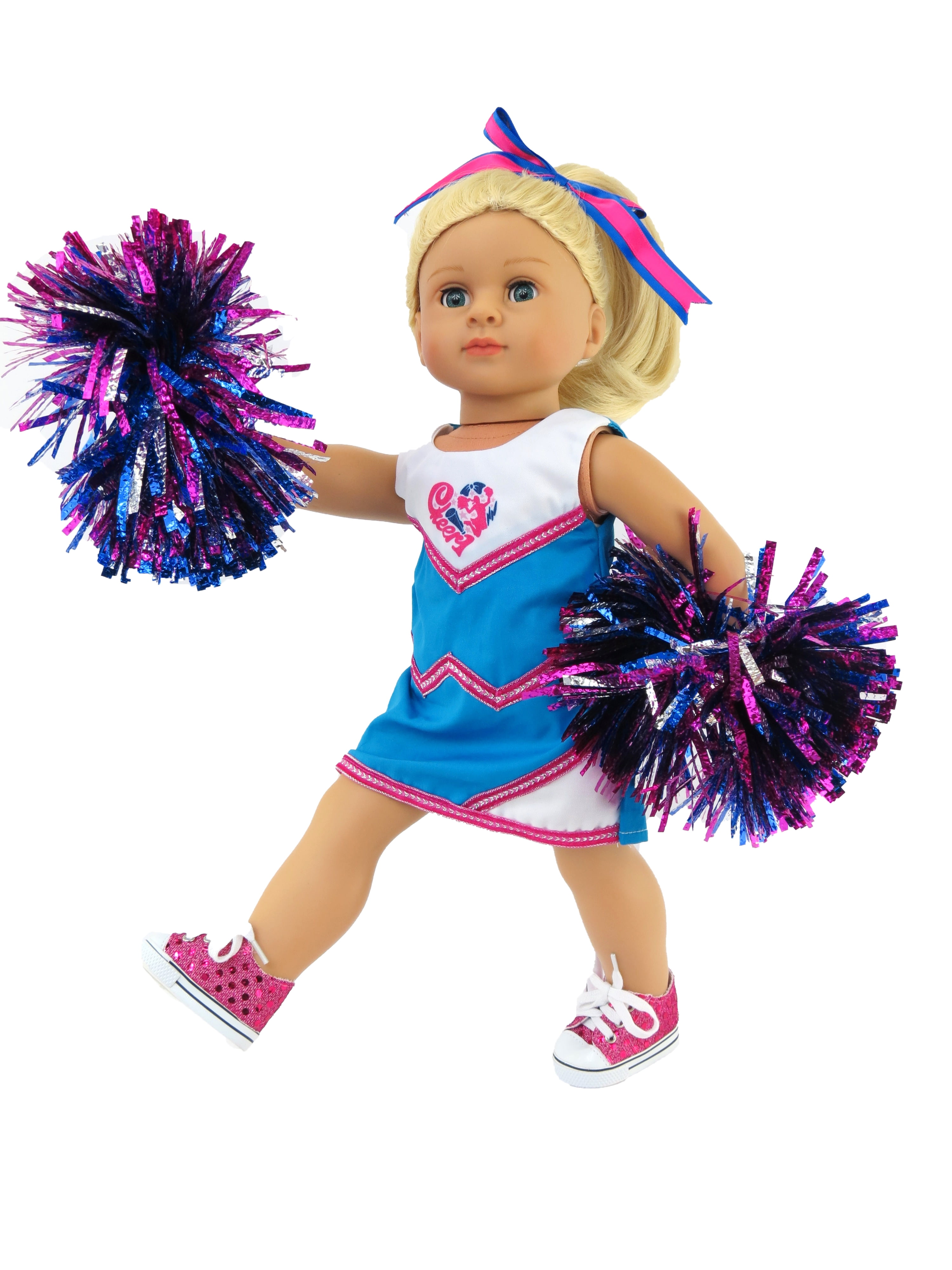Regenerativ Anden klasse global Blue and Pink Cheerleader with Pom Poms - Walmart.com