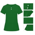 thumbnail image 4 of Women's Scrub Set Stretchy V Neck Short Sleeve Tops with Pockets Drawstring Jogger Pants Soft Comfortable Outfits for Nurses Work Green M, 4 of 9