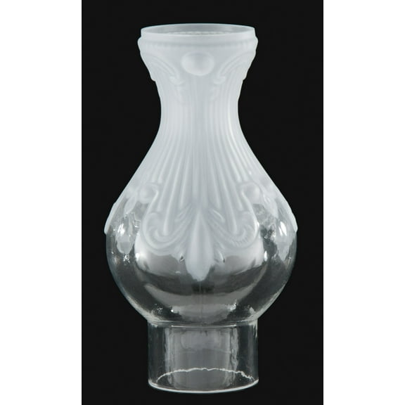 B&P Lamp® No. 1 Size, "Princess Feather" Frosted & Clear Chimney