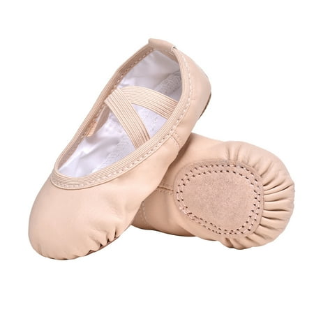 

STELLE Ballet Shoes Premium Soft Leather for Ballet Dance Pull-on Flats Slippers for Girls Boys Toddler/Little Kid/Big Kid Ballet Pink