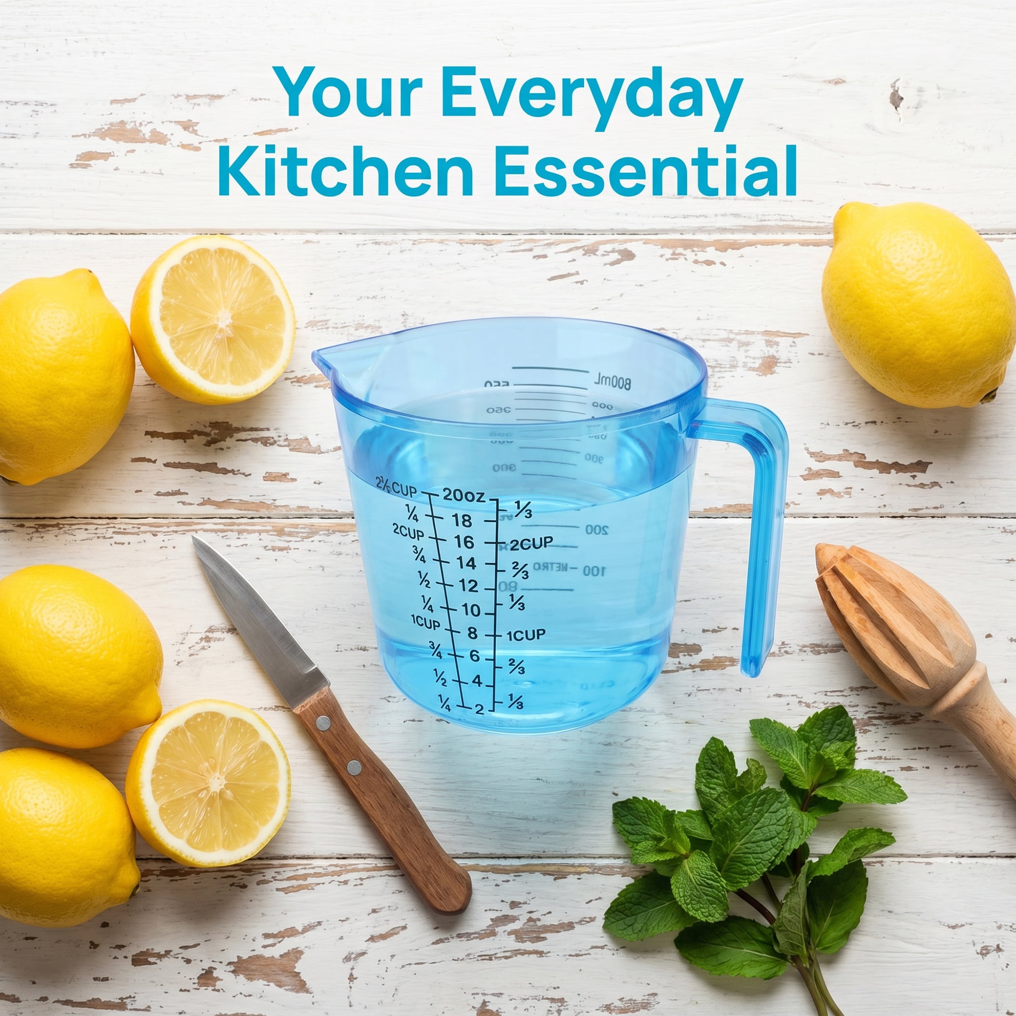 Unique Bargains PS Material Measuring Cup for Measuring Oil Water Milk Blue 600ml