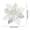 thumbnail image 3 of Glitter Poinsettia Christmas Tree Decorations 5 PCS Winter Flowers Christmas Tree Wreath Ornaments with Clips, White, 3 of 3