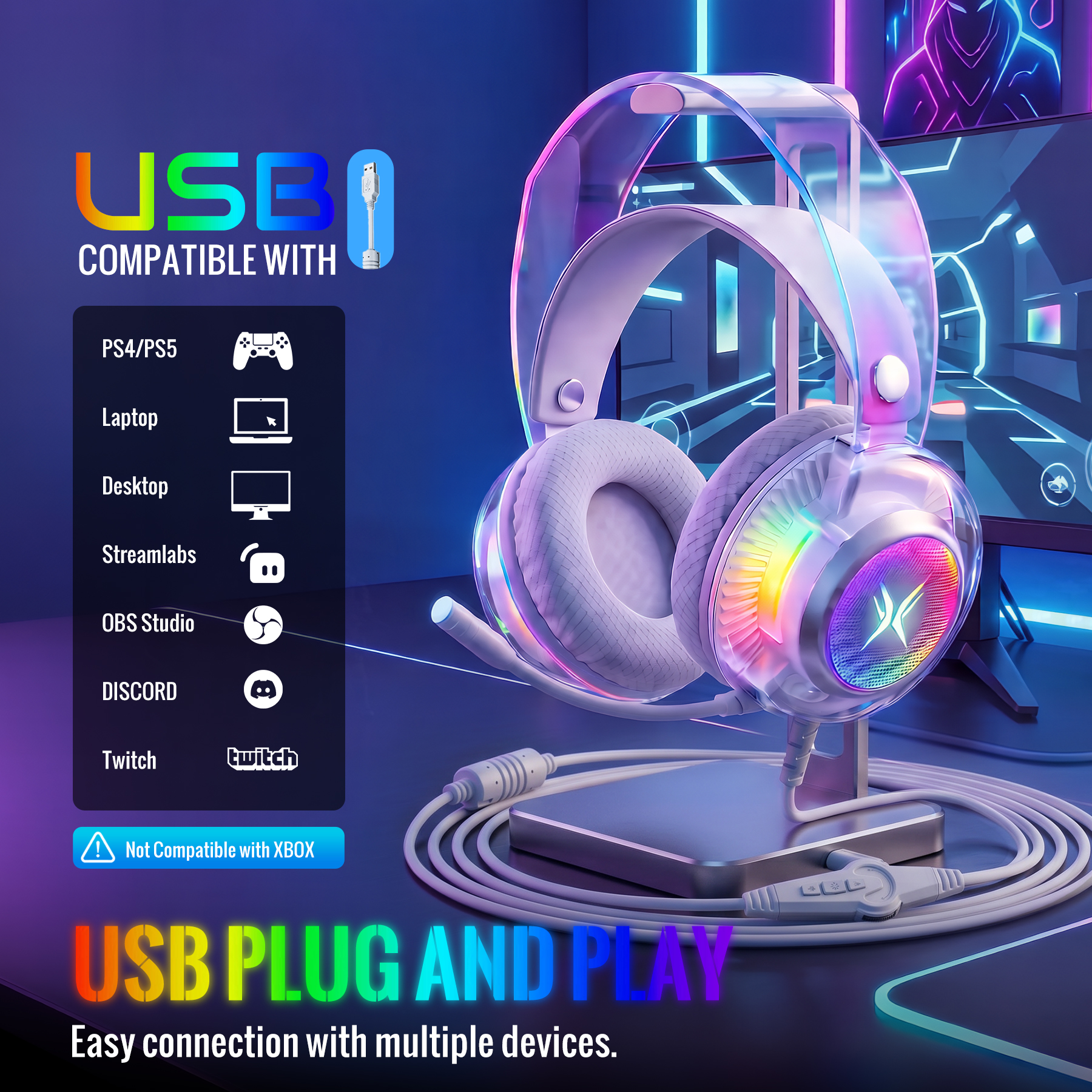 VEATOOL G5 7.1 Surround Sound USB Gaming Headset photo 5