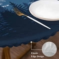 thumbnail image 4 of Navy Blue Round Fitted Table Cover Forest Nature Woodland Tree Misty Forest Silhouette Landscape Waterproof Table Cloth with Elastic Wipeable Tablecloth for Picnic Camping Party Fits 55"-60" Diameter, 4 of 8