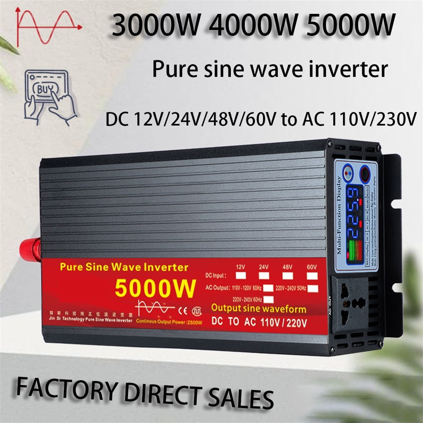 Pure Sine Wave Inverter 12V 24V 220 110 2000W 3000W 4000W 5000W Voltage Transformer Power Converter Solar Inverter ,High Conversion Efficiency