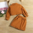 thumbnail image 4 of Gyratedream Toddler Girl's 2 Piece Outfit Button Up Long Sleeves Jacket and Bow Front Aline Skirt Set, 4 of 8