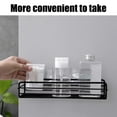thumbnail image 4 of No Drill Bathroom Wall Shelf, Adhesive Mounted Rectangular Metal Storage Rack for Toiletries, Shower, Kitchen | Space Saving Black Organizer with Strong Stickers, 10.43x4.31 Inch, 4 of 6