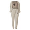 thumbnail image 5 of Gibobby Conjunto dama pants y sudadera afelpada Conjunto deportivo informal de piezas con capucha y estampado de diente de león para mujer(Caqui,G), 5 of 5
