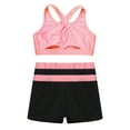 thumbnail image 4 of CHICTRY Kids Girls Swimsuit 2 Pieces Sports Crop Top with Booty Shorts Set Athletic Swimwear Pink 10, 4 of 5