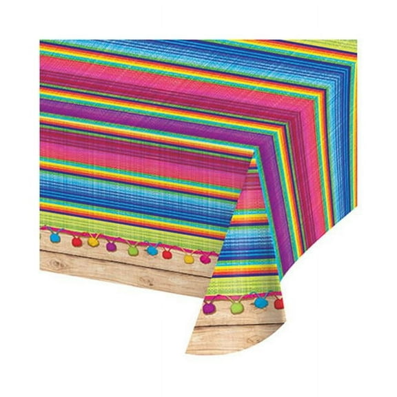 Hoffmaster Group 324357 54 x 102 in. Serape Plastic Border Tablecover All Over Print, Pack of 6