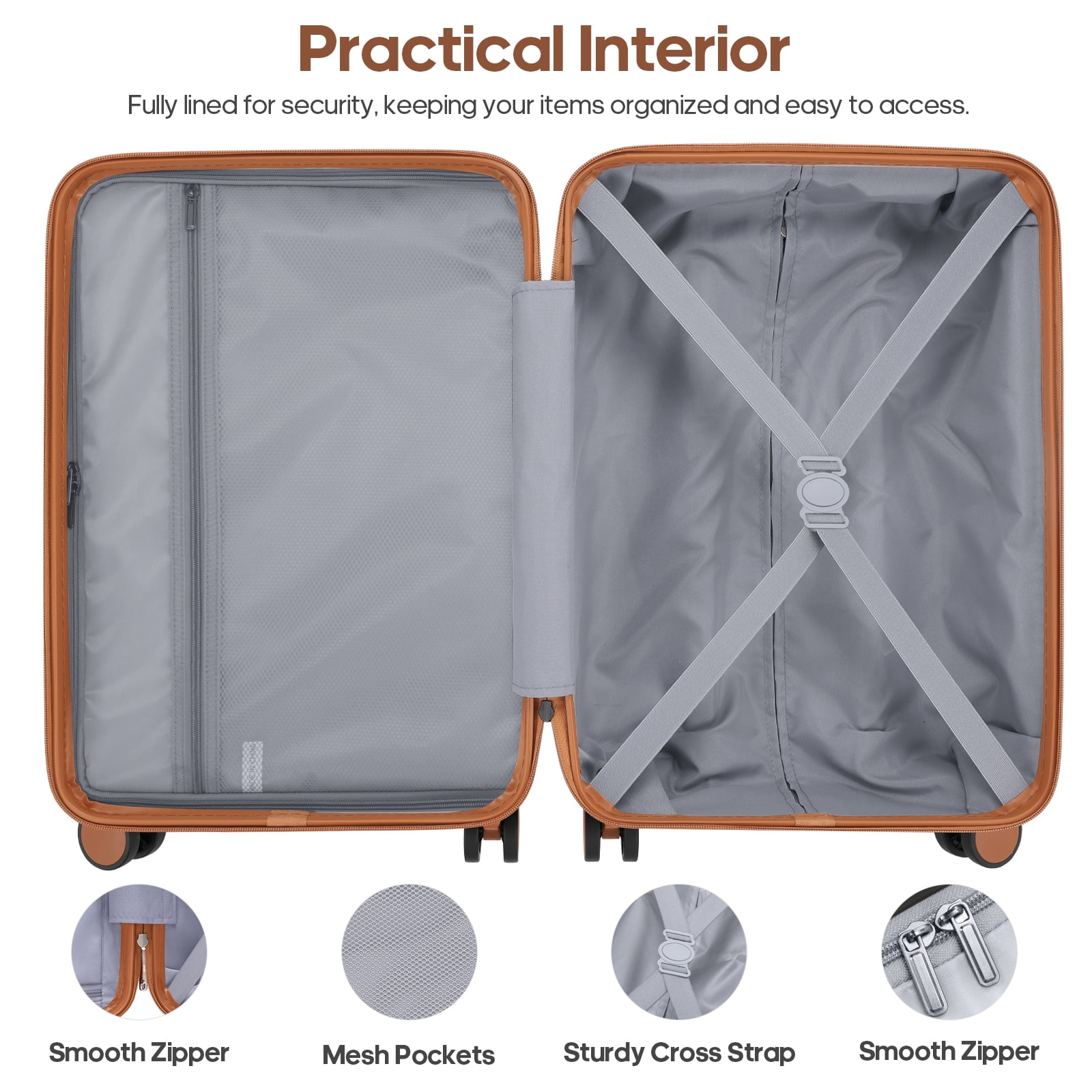 MIUSSE Hardshell Luggage Sets 3 Pieces, Hardside Lightweight Suitcase with Spinner Wheels and TSA Lock, White Luggage Set 20in24in28in