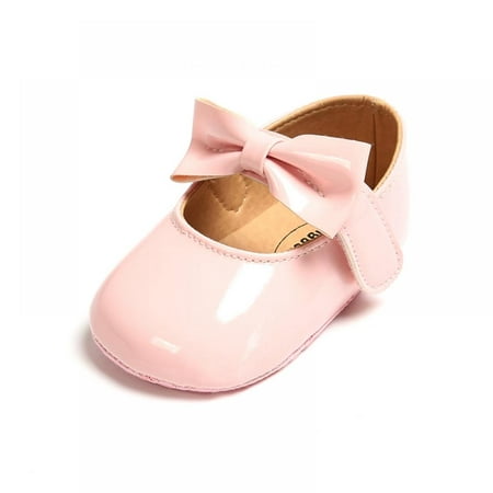 

Newborn Baby Girls Shoes PU leather Buckle First Walkers With Bow Red Black Pink White Soft Soled Non-slip Crib Shoes