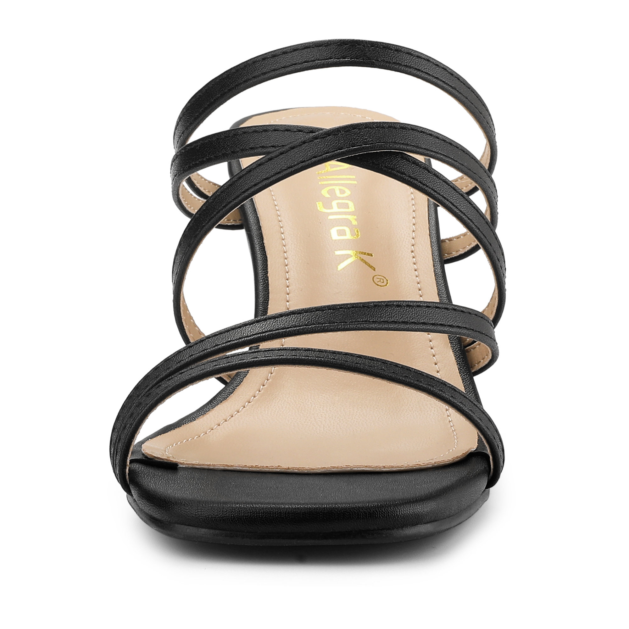 DARING DIVA Women's Sandals Block Heeleds Crisscross Strap Sandals Black 8.5