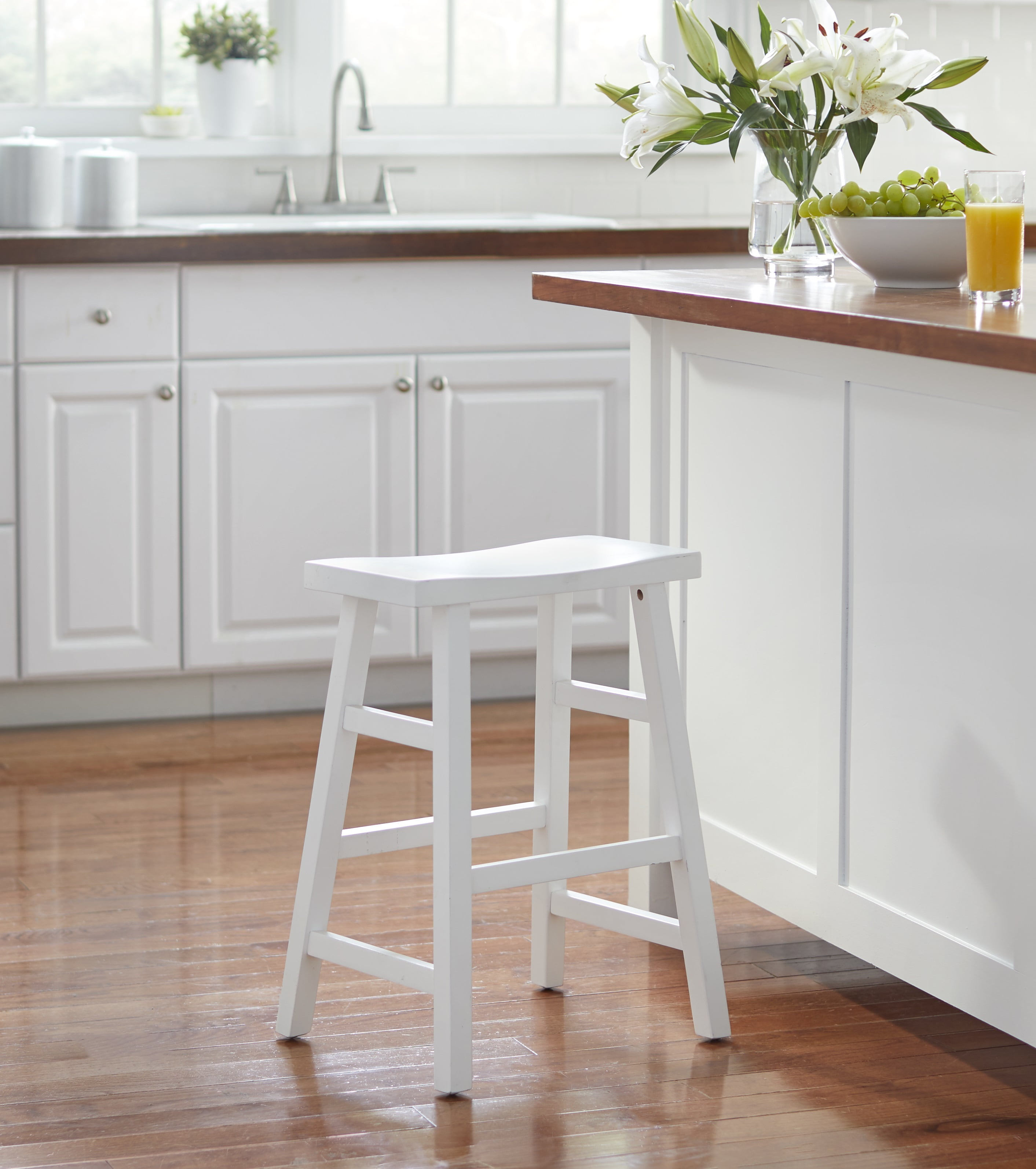 Mainstays Counter Height Saddle Bar Stool, 24", White - Walmart.com