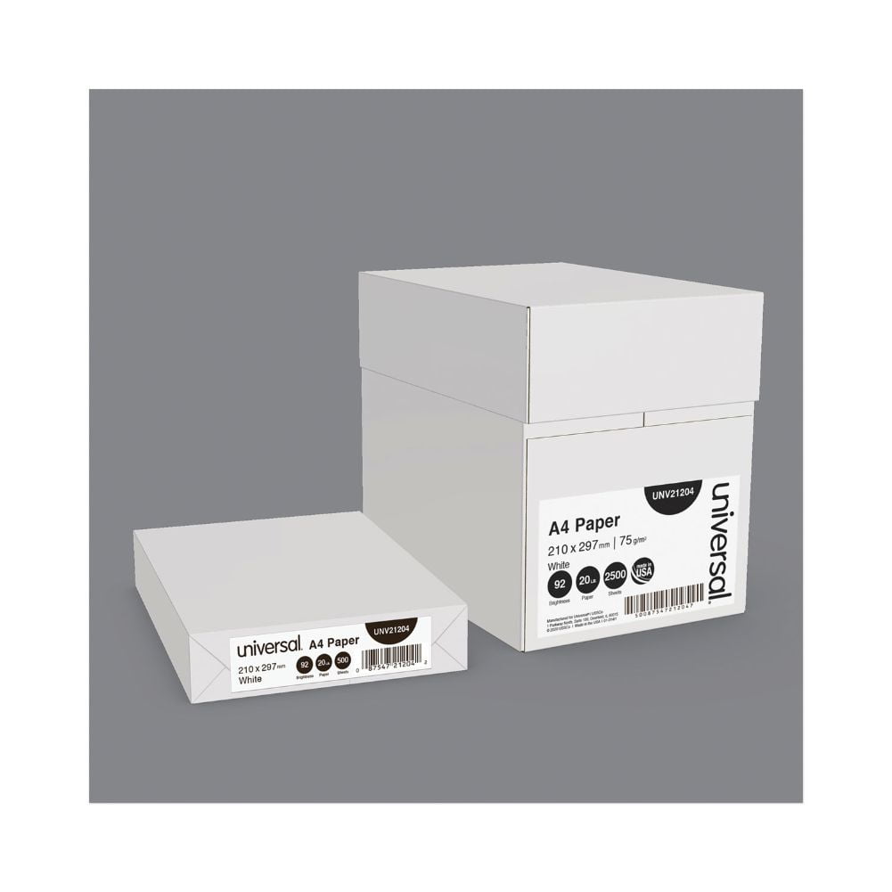 Universal Copy Paper 92 Bright 20 lb A4 White 500 Sheets/Ream 5 Reams